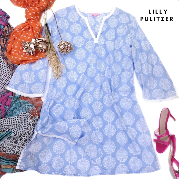 Lilly Pulitzer Dresses & Skirts - Lilly Pulitzer Blue White Tunic Dress Sz XL